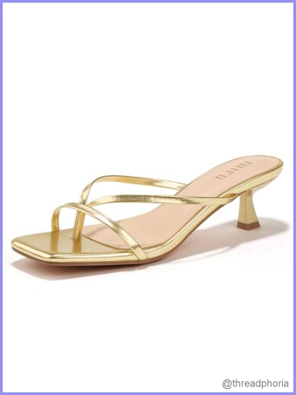 Women's Strappy Square Toe Kitten Heel Flip Flop Sandals Non-Slip Slip-On